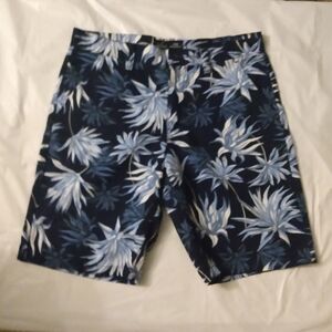 Men's P Public Record Shorts, sz 30, Navy Plant print, 100% cotton, pre-…